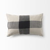 Raquel 13x21 Beige and Black Fabric Plaid Pillow Cover, Decorative Pillow by Mercana, 13" length x 21" width x 0.2" height thumbnail 5