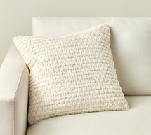 Online Designer Living Room Costero Handwoven Silk Pillow & Down Feather Insert Bundle, 20", Ivory