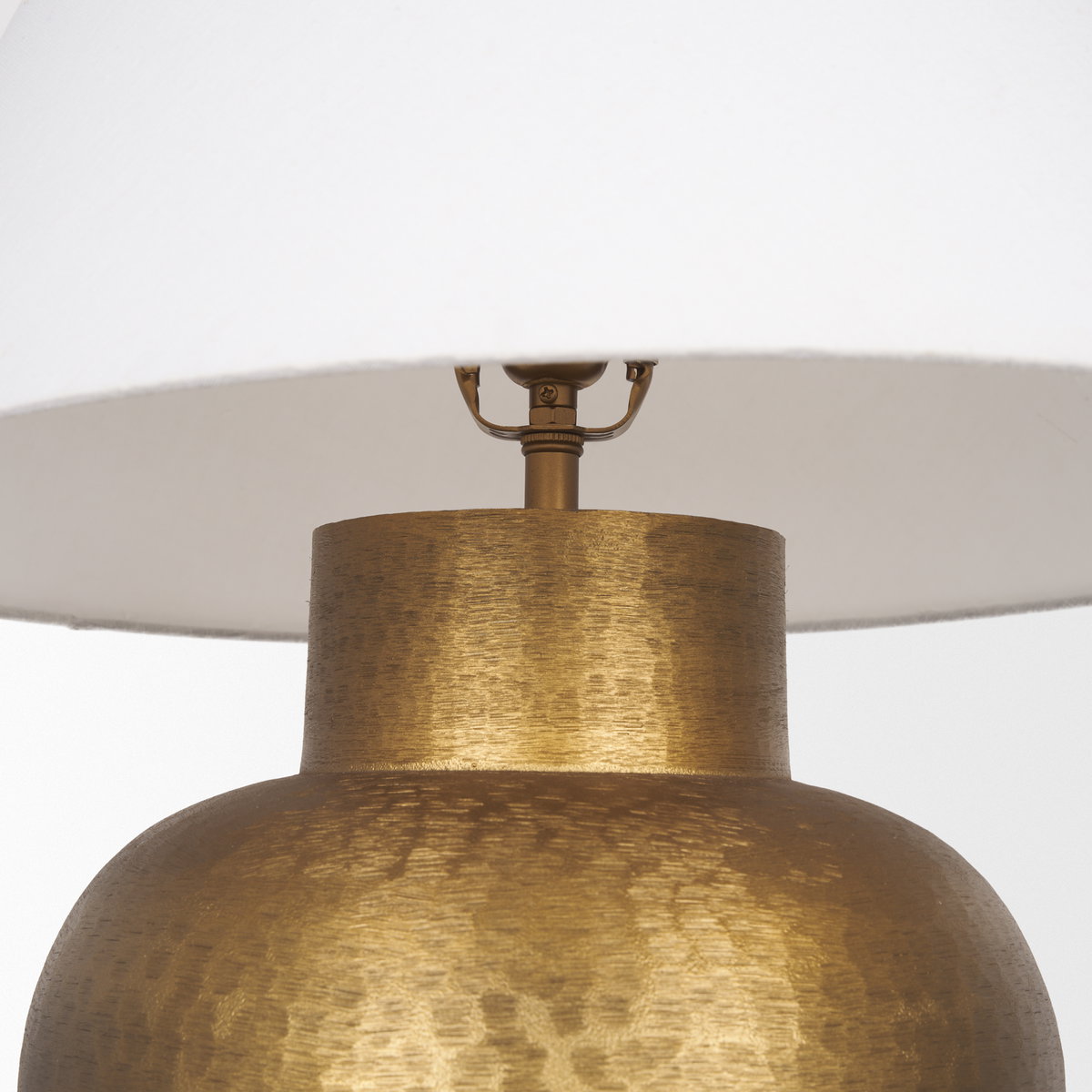 Salaah Antique Gold Brushed Metal with Cream Shade Table Lamp, by Mercana, 19.5" length x 19.5" width x 26" height View 7