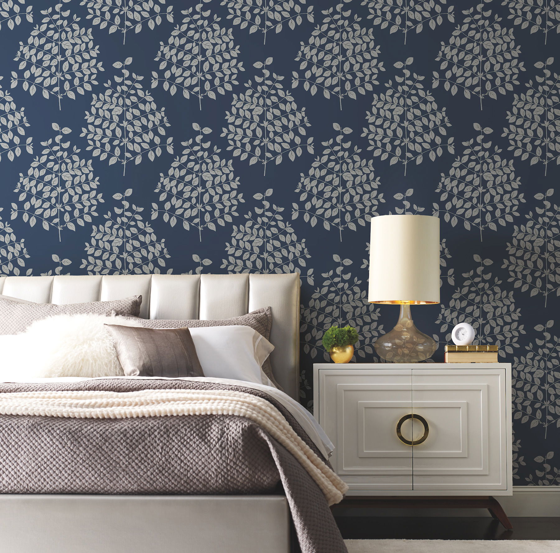 Tender Navy & Silver Wallpaper, by York Wall, 27' length x 2'3" width x 0.02" depth View 3