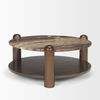 Jovia Brown Mango Wood with Cappuccino Marble Round Coffee Table, by Mercana, 36" length x 36" width x 16" height thumbnail 9