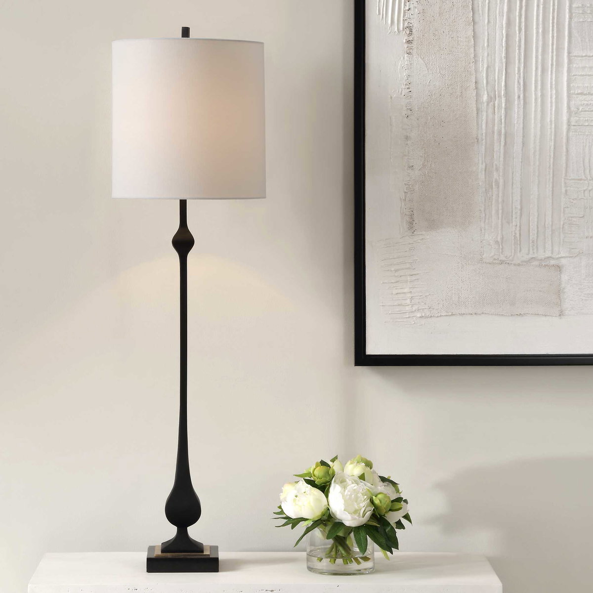 Hightower Black Buffet Lamp, by Uttermost, 11" width x 3'2" height x 11" depth View 2