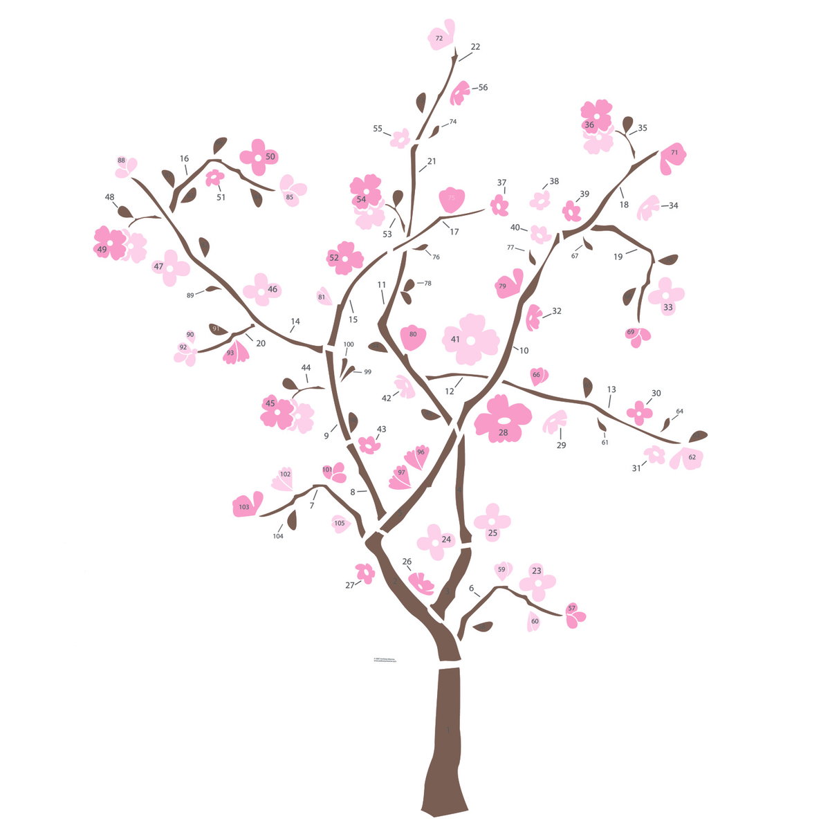 Spring Blossom Peel & Stick Giant Wall Decal, by York Wall, 3'3.6" length x 1'6" width x 0.02" depth