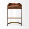 Hollyfield Cognac Brown Leather Seat Gold Metal Base Bar Stool, Counter & Bar Stool by Mercana, 20.5" length x 19.7" width x 32.7" height thumbnail 3