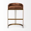 Hollyfield II Brown Leather Seat Gold Metal Base Bar Stool, Counter & Bar Stool by Mercana, 20.5" length x 19.7" width x 32.7" height thumbnail 3