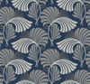 Dancing Leaves Navy Wallpaper thumbnail 0