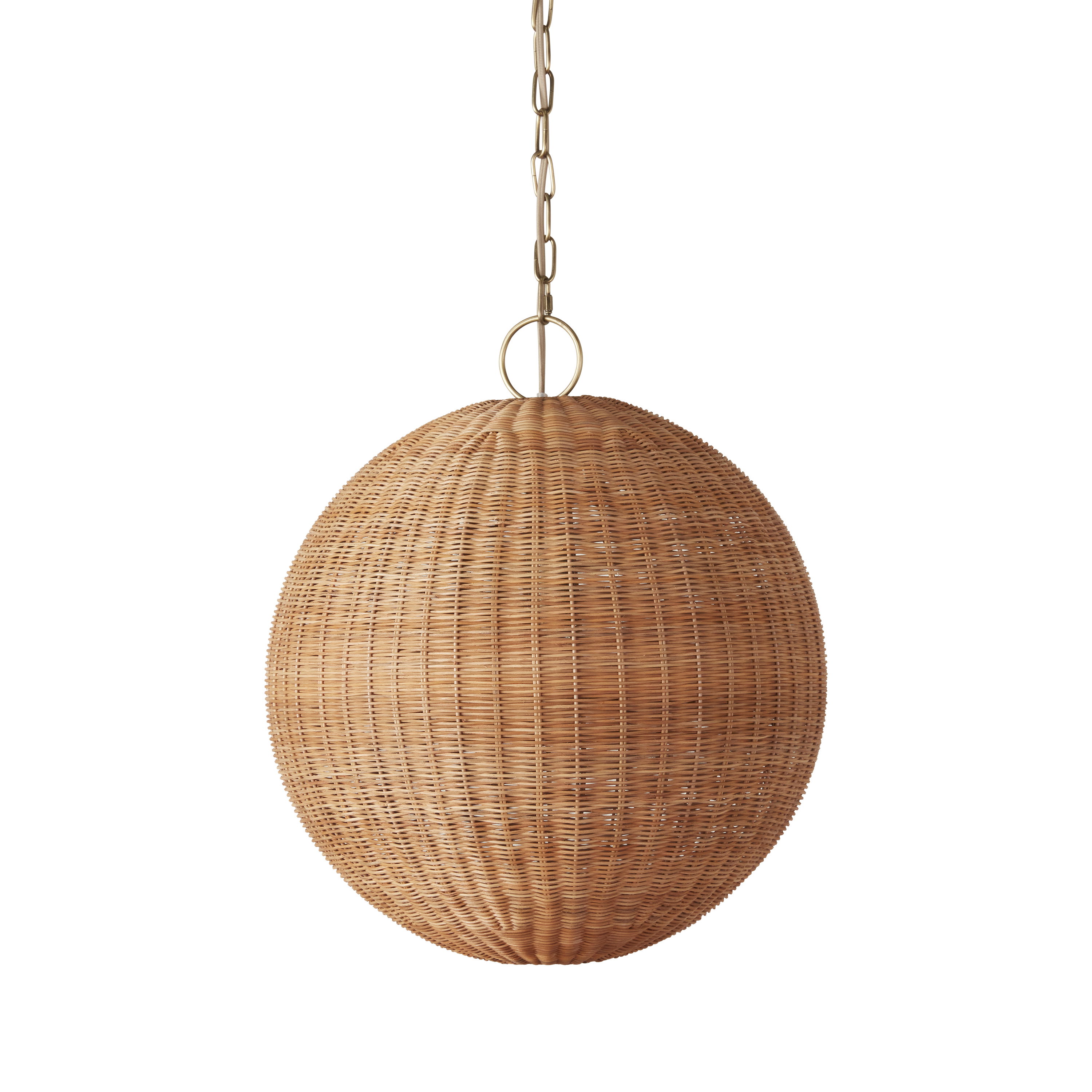 Miramar Rattan Round Pendant, by Woven, 20" diameter View 1