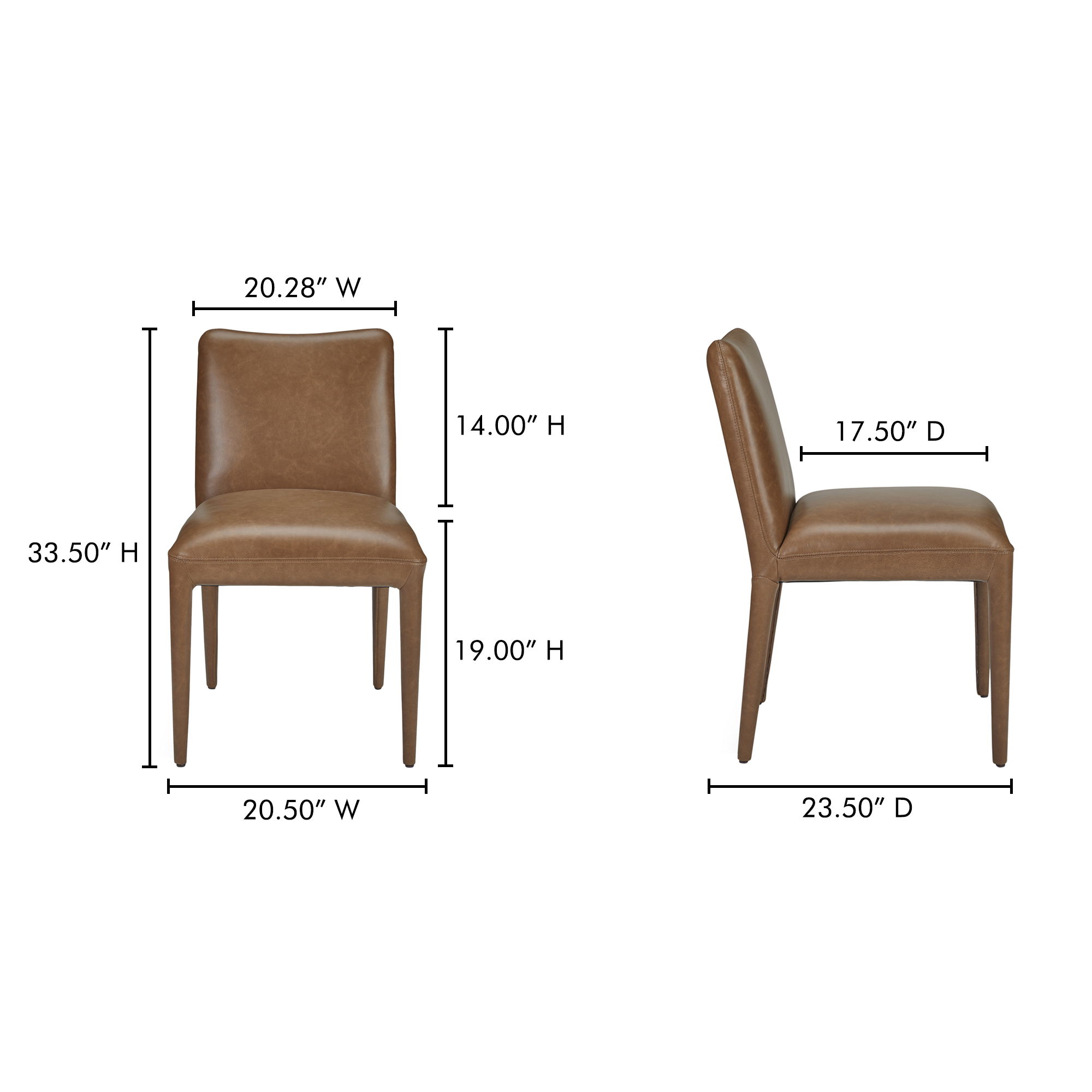 Calla Dining Chair Brown - Set Of Two, by Moe's Home, 20.5" width x 33.5" height x 23.5" depth View 10