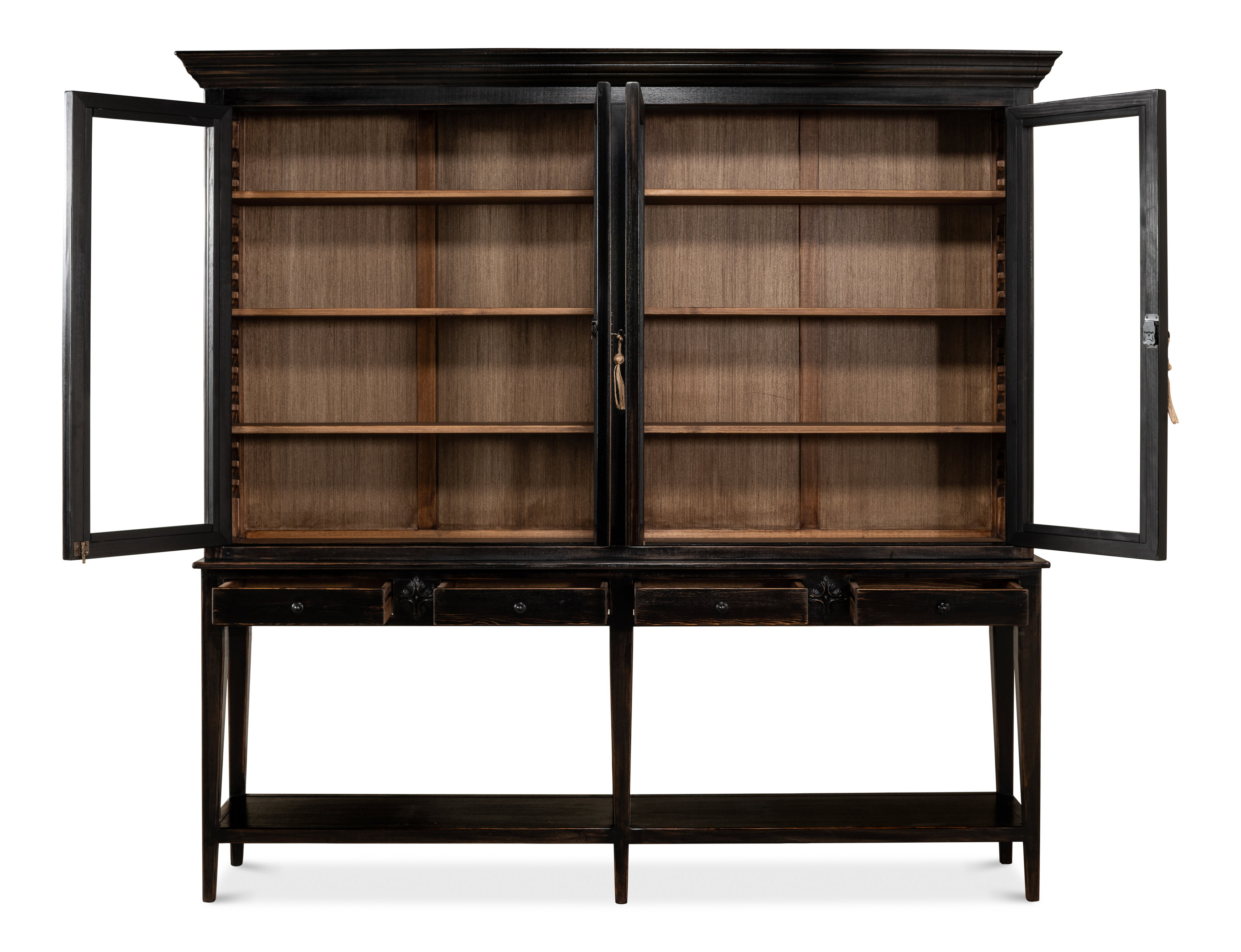 Beacon Hill Display Case, Ebony, Shelving & Bookcase by Sarreid, 88" length x 17" width x 85" height View 9
