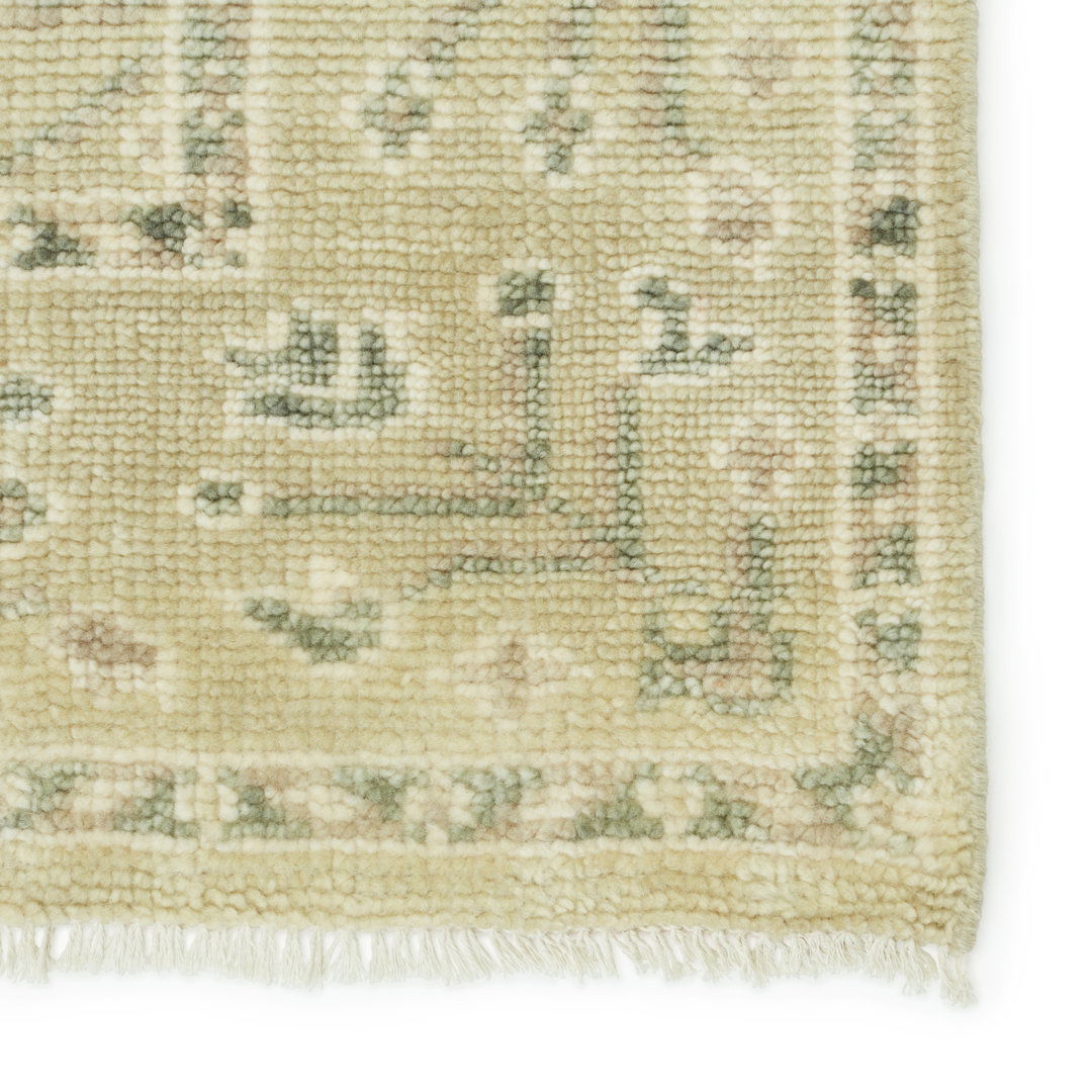 Ginerva Floral Hand Knotted Wool Cream Area Rug large image 