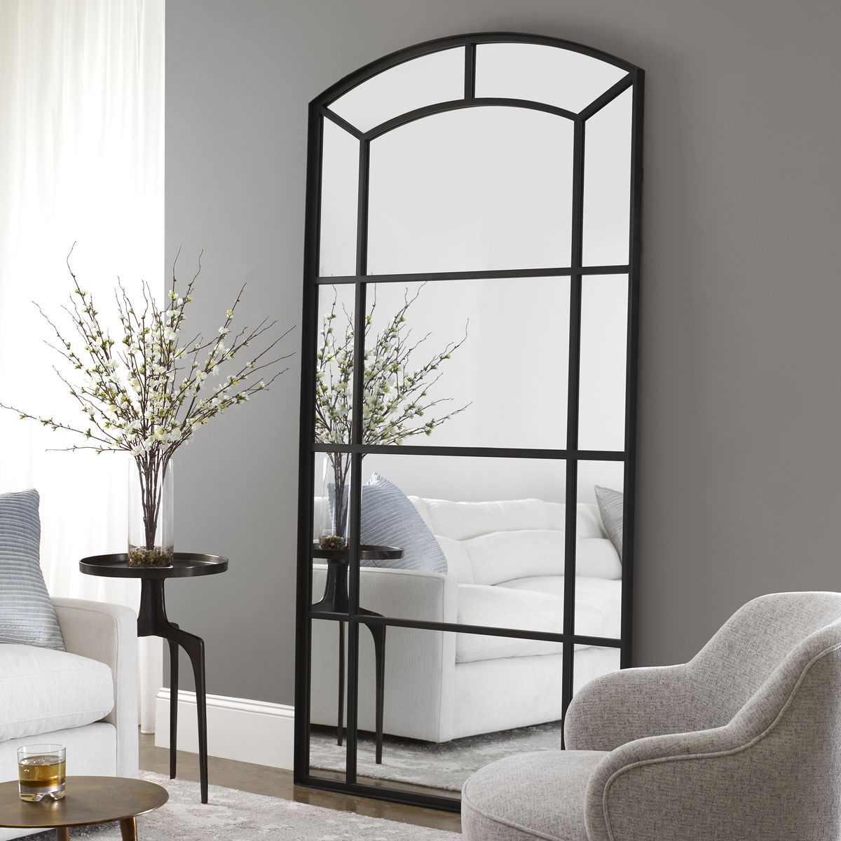 Camber Oversized Arch Mirror, by Uttermost, 42.12" width x 81.75" height x 1.62" depth View 2