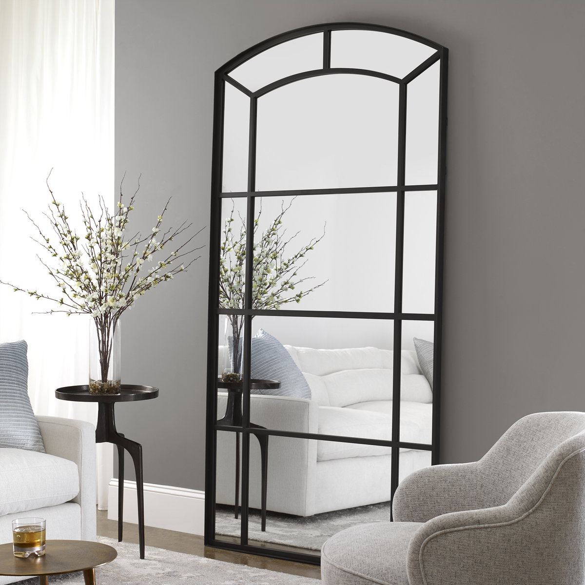 Camber Oversized Arch Mirror, by Uttermost, 42.12" width x 81.75" height x 1.62" depth View 2