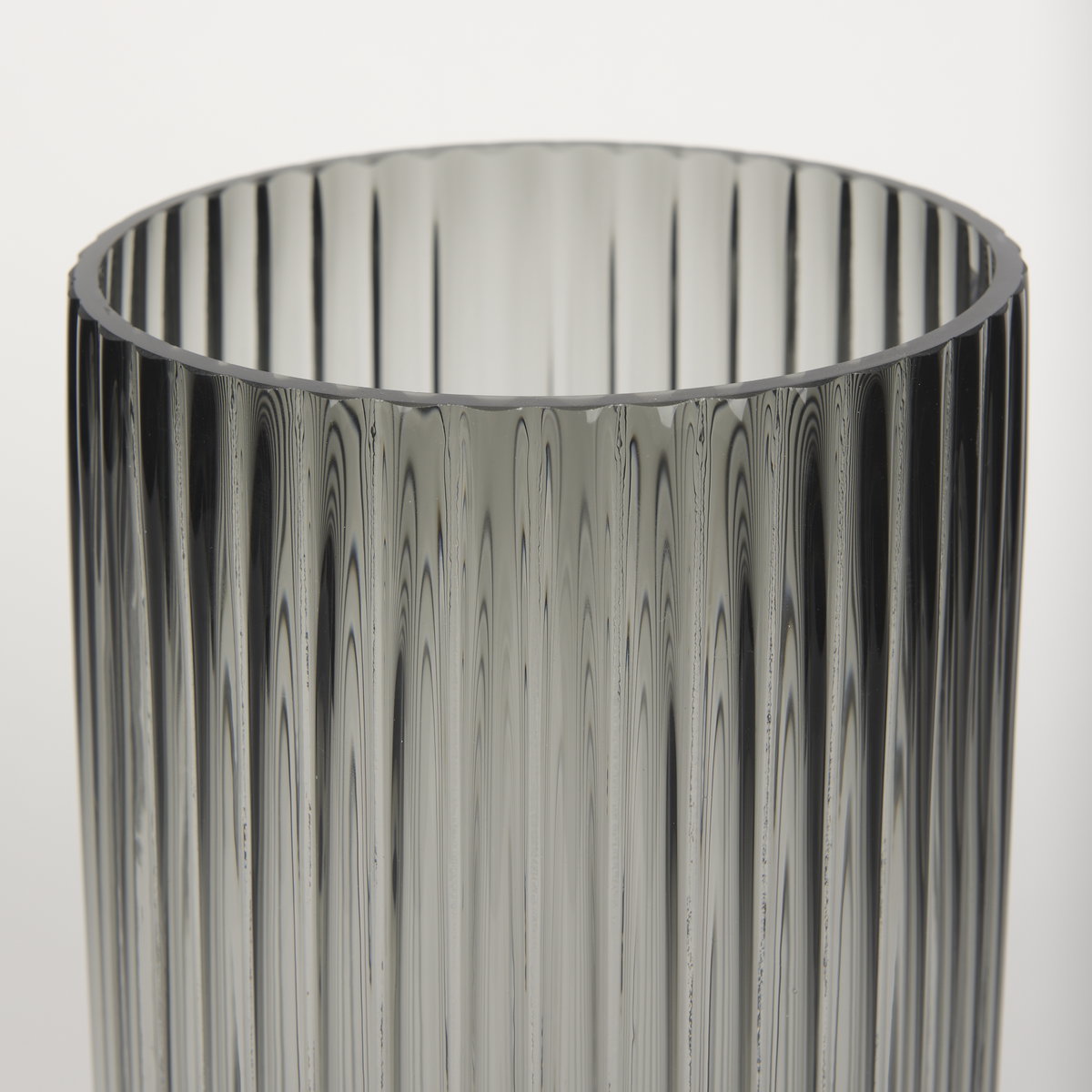 Dawn 11.4' Ribbed Smoke Gray Glass Vase, by Mercana, 6.1" length x 6.1" width x 11.42" height View 8