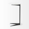 Ballatine II 15L x 15W x 27L White Marble Round Top White with Black Metal Base Accent Table thumbnail 4