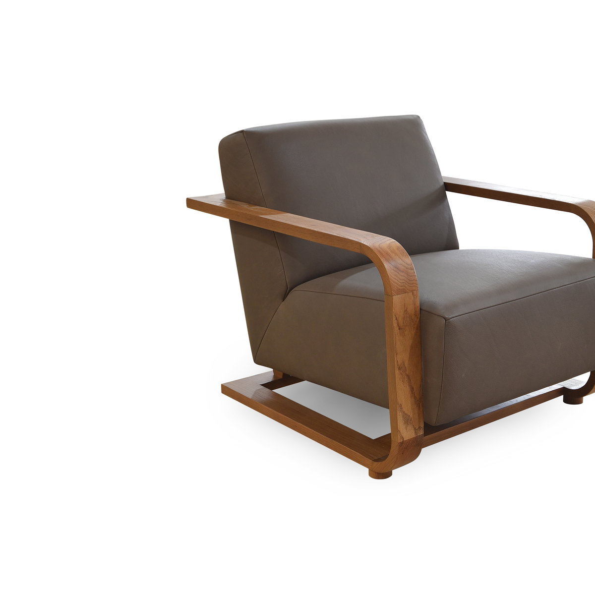 Eckersley Lounge Chair Cool Brown Leather, Accent Chair by Moe's Home, 29.5" width x 29" height x 36" depth View 5