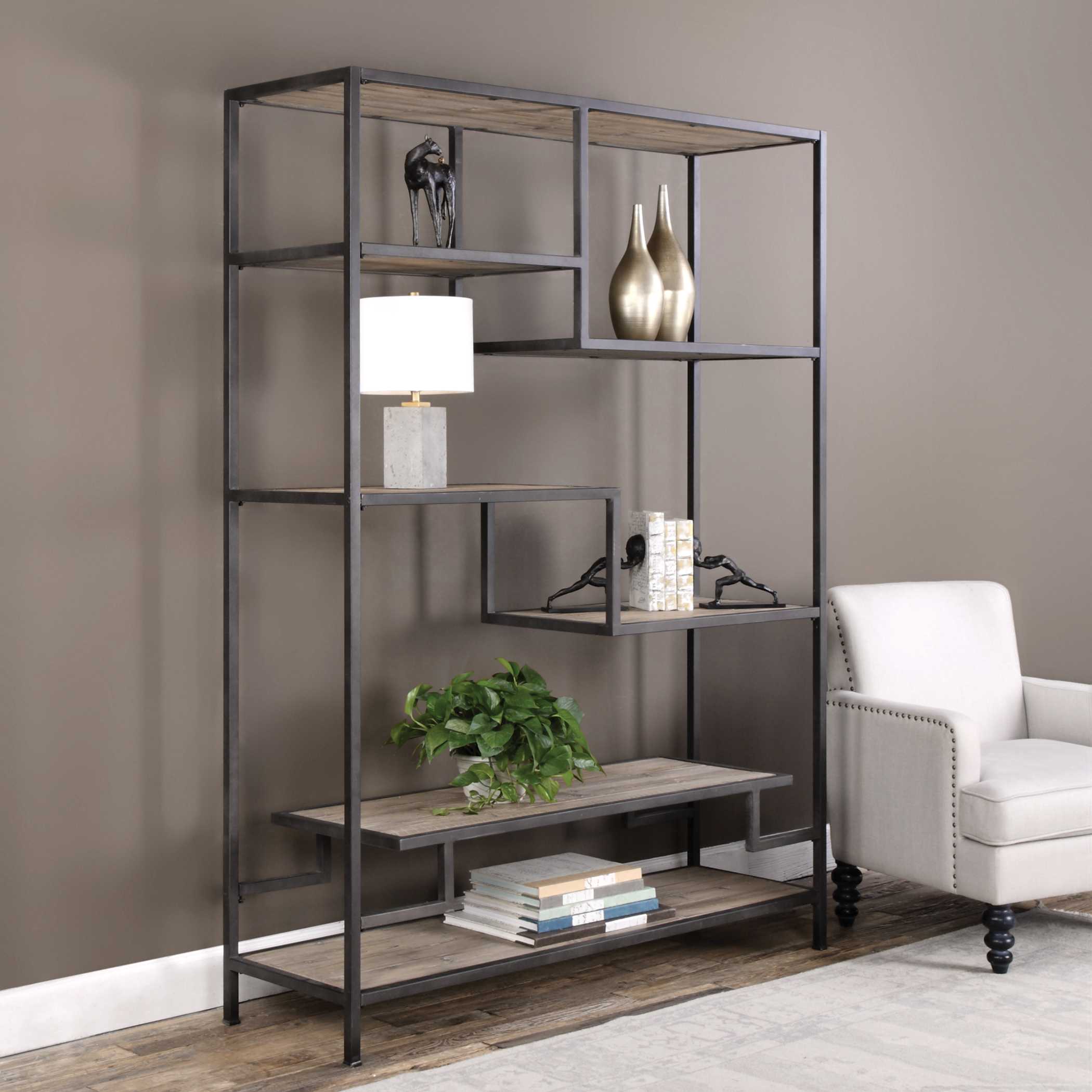 Sherwin Industrial Etagere, Furniture by Uttermost, 58" width x 80" height x 18" depth View 4