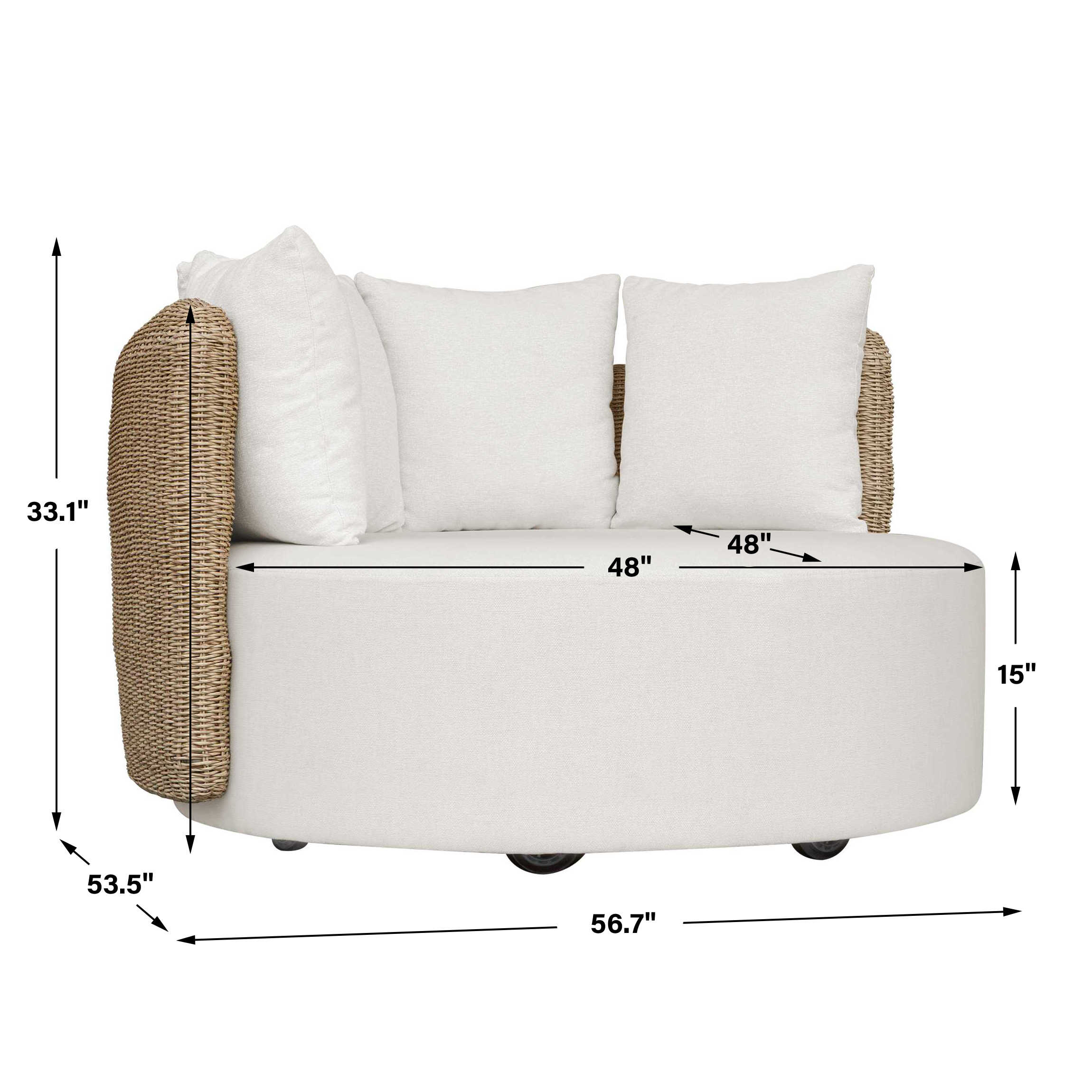 Sunset Outdoor Round Swivel Day Bed, Furniture by Uttermost, 54.75" width x 31.2" height x 51.75" depth View 3