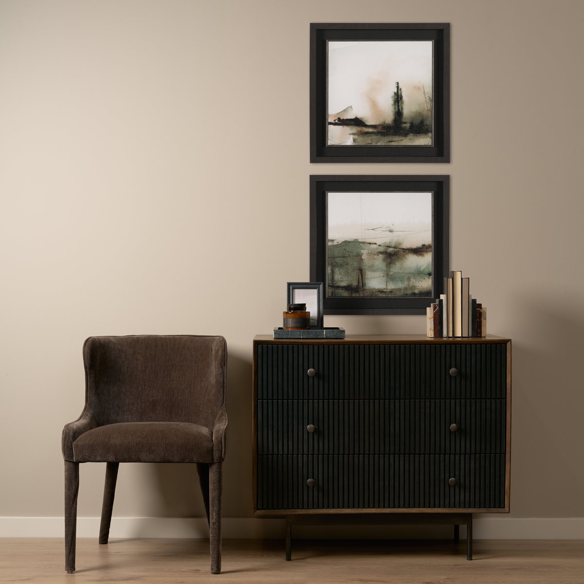 Grace  Medium Brown Wood with Black Metal Frame 3 Drawer Accent Cabinet, Cabinets & Chest by Mercana, 35.5" length x 18" width x 31" height View 4