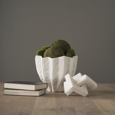 Daria Textured White Sculptural Ceramic Bowl