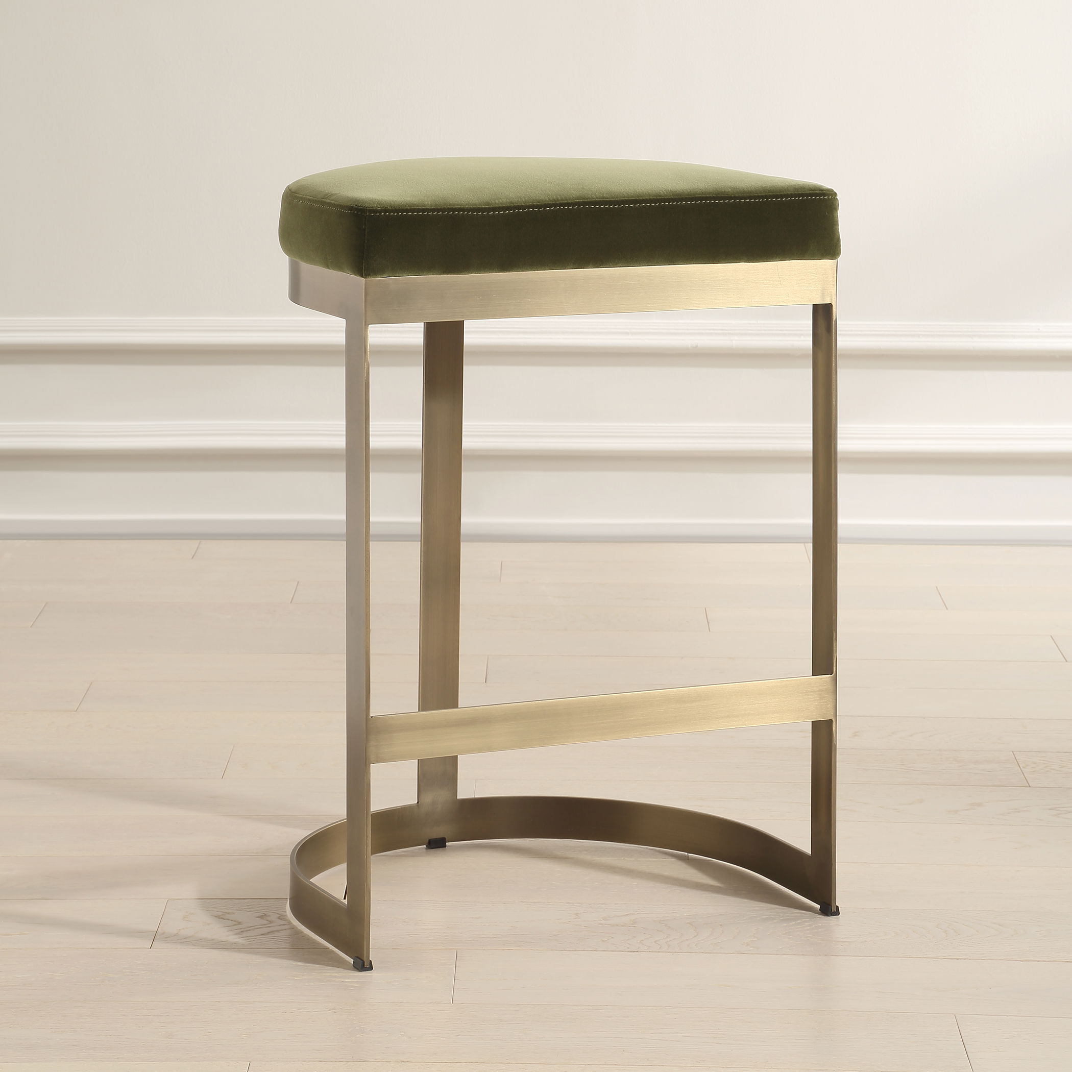 Ivanna Brass Moss Counter Stool, Furniture by Uttermost, 18" width x 26" height x 15" depth View 2