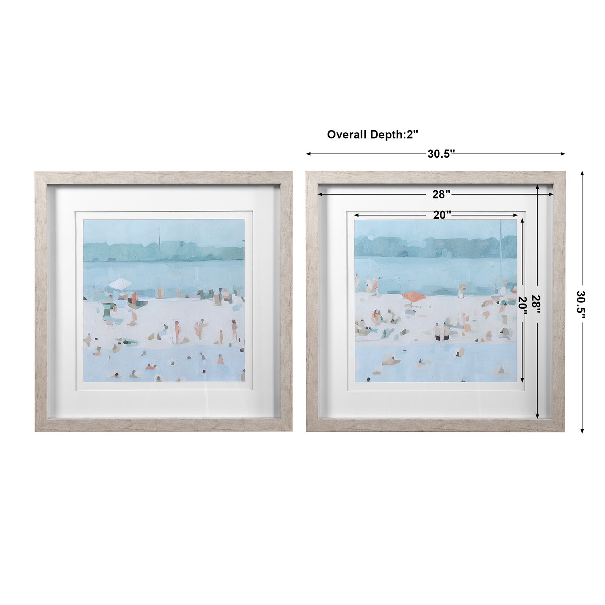 Sea Glass Sandbar Framed Prints Set/2, Art by Uttermost, 30.5" width x 30.5" height x 2" depth View 3