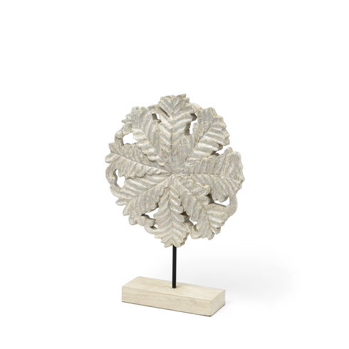 Kamara I (Small) 12L x 4W White Washed Wood with Antiqued Silver Botanical Decorative Object