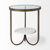 Reinhardt II 20' Round Glass Top Metal and Marble Detail End/Side Table, Side & End Table by Mercana, 20" length x 20" width x 24" height thumbnail 3
