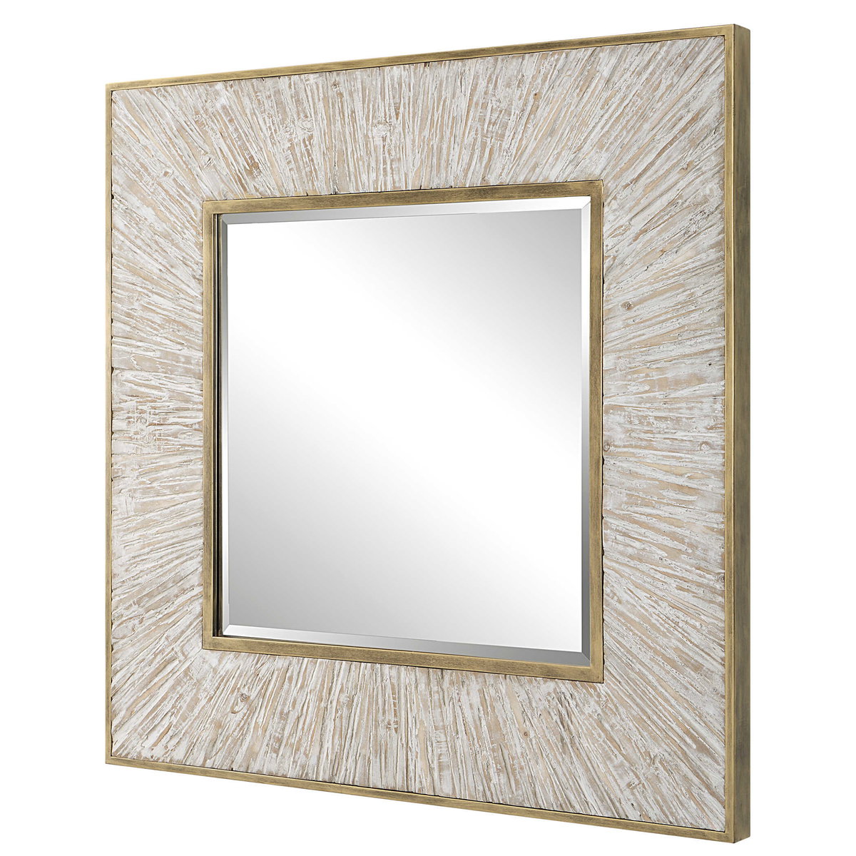 Wharton Whitewashed Square Mirror, by Uttermost, 41.5" width x 41.5" height x 2" depth View 6