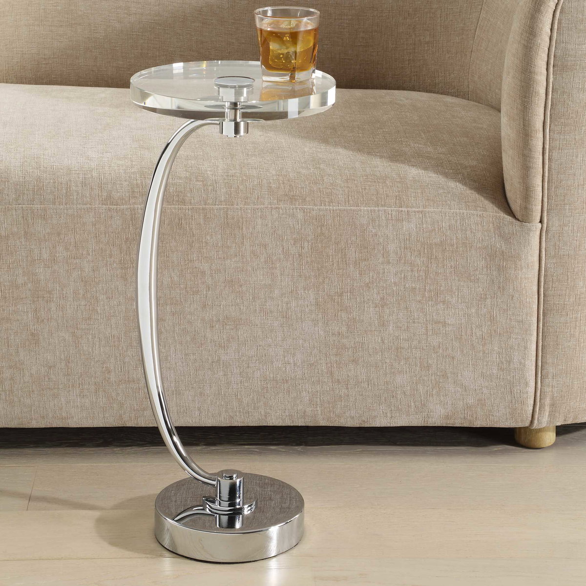 Waveney Nickel Drink Table, Side & End Table by Uttermost, 11.5" width x 24" height x 11.5" depth View 4