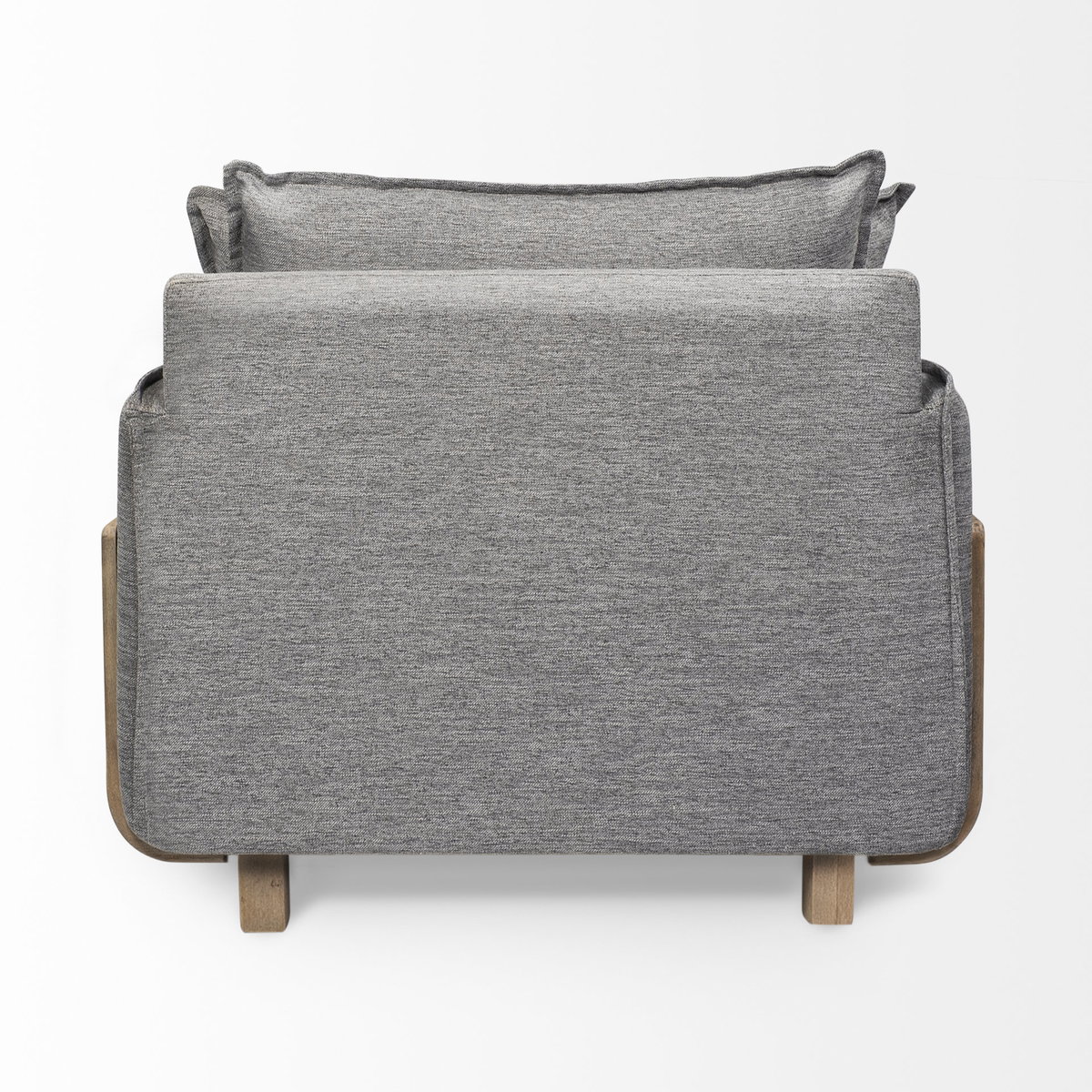 Roy II Castlerock Gray Upholstered and Brown Wood Frame Arm Chair, Accent Chair by Mercana, 43.31" length x 41.73" width x 33.07" height View 6