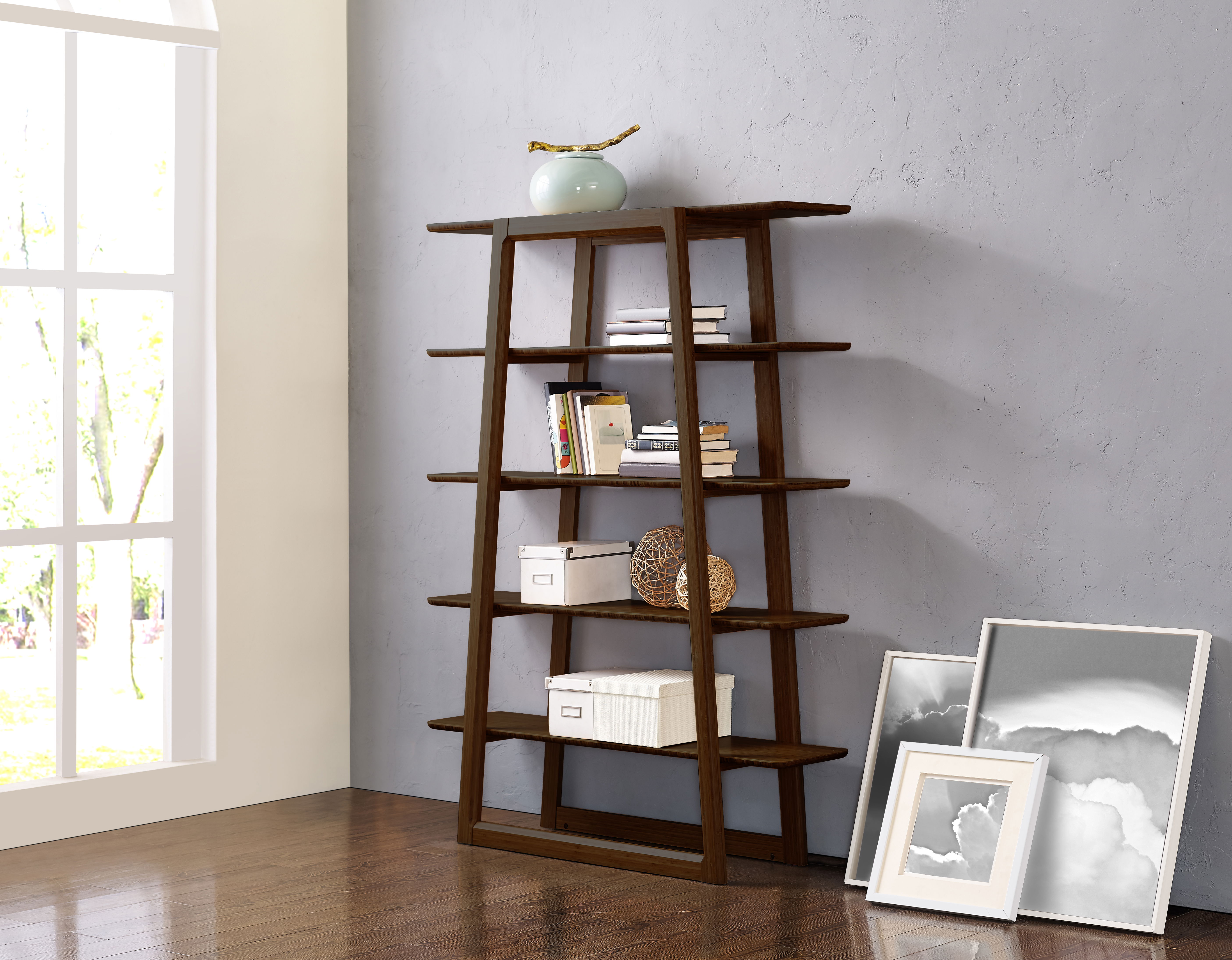 Currant Bookshelf, Black Walnut, File Storage by Greenington, 13.25" length x 46.5" width x 62" height View 1