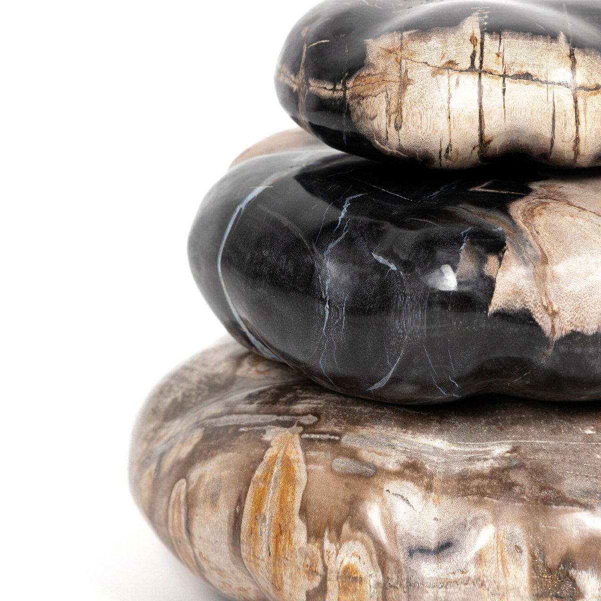 Petrified Wood Organic Sculpture, Set Of 3, Decorative Object by Four Hands, 9.75" width x 8.75" height x 9.75" depth View 2