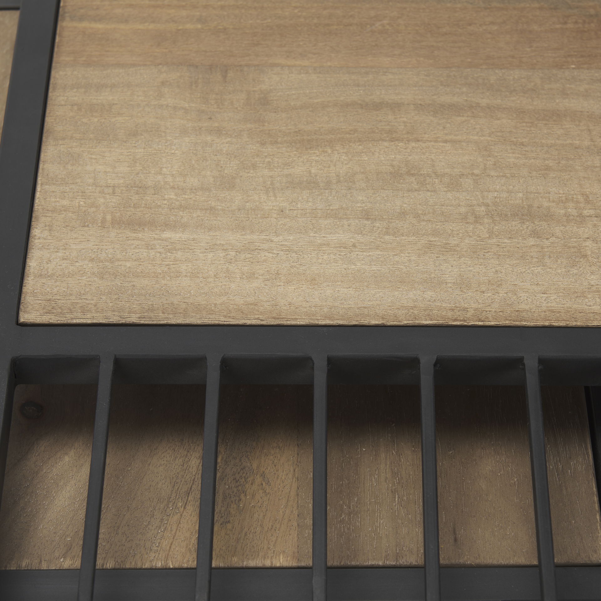 Miles Black Metal with Light Wood Nesting End/Side Table, Side & End Table by Mercana, 22" length x 22" width x 24" height View 11