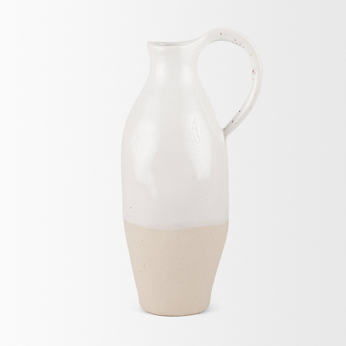 Valora Black Speckled Cream with Light Beige Ceramic Jug, Decorative Jar by Mercana, 7.09" length x 5.31" width x 14.37" height View 4