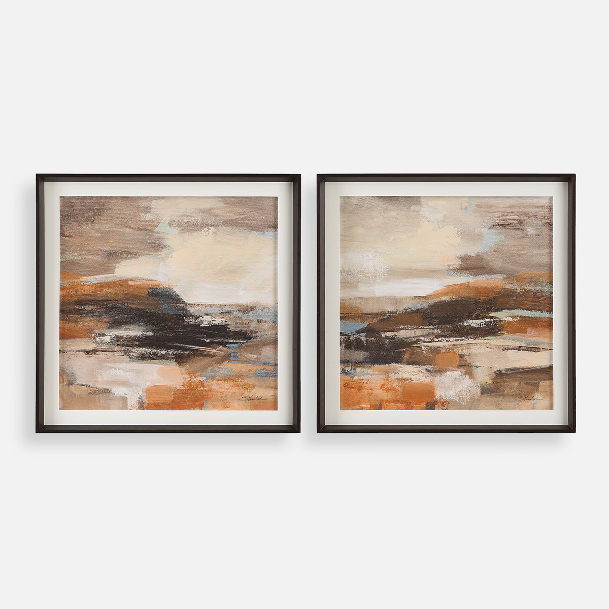 Cinnamon Shore Framed Prints Set/2, Art by Uttermost, 35.25" width x 35.25" height x 2.5" depth View 1