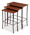 Kew Gardens Leather Nesting Tables, by Sarreid, 1'2" length x 1'11" width x 2'1" height thumbnail 2