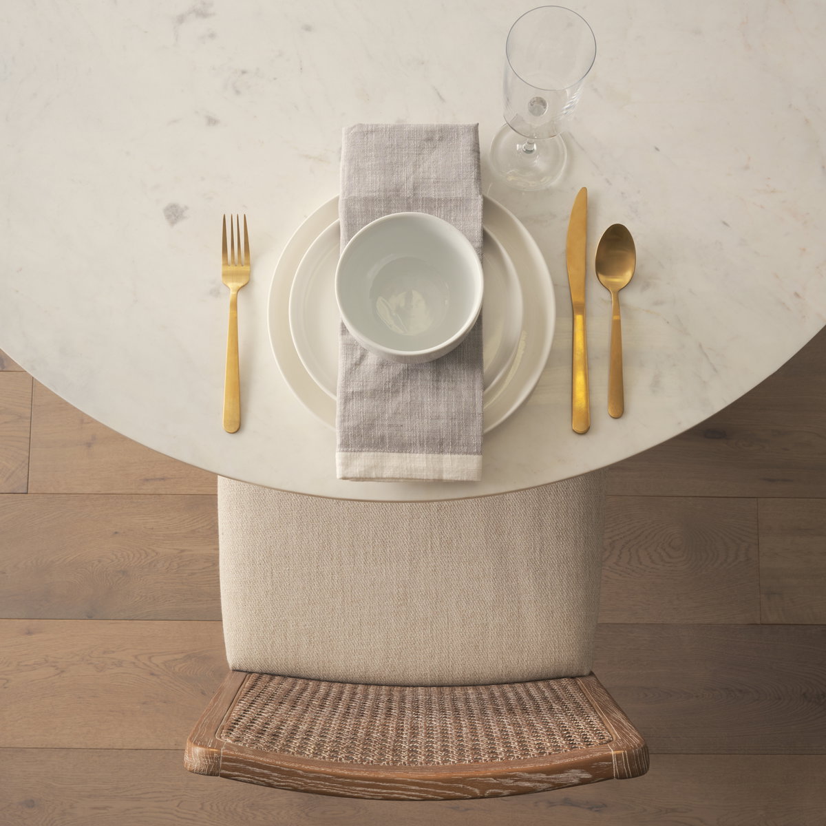 Clara Cane Back Dining Side Chair | Cream Fabric with Brown Wood, Dining Chair by Mercana, 18" length x 23.25" width x 33.75" height View 5
