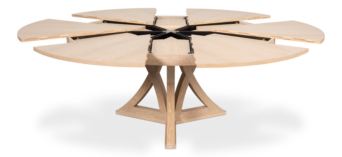 Casual Jupe Dining Table Bleached Oak M, by Sarreid, 4'7" length x 4'7" width x 2'6" height View 9