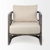 Skylar I Cream Fabric Covered Cushioned Demi-Lune Wooden Frame Accent Chair thumbnail 2