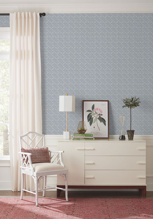 Lacey Circle Geo Navy Wallpaper