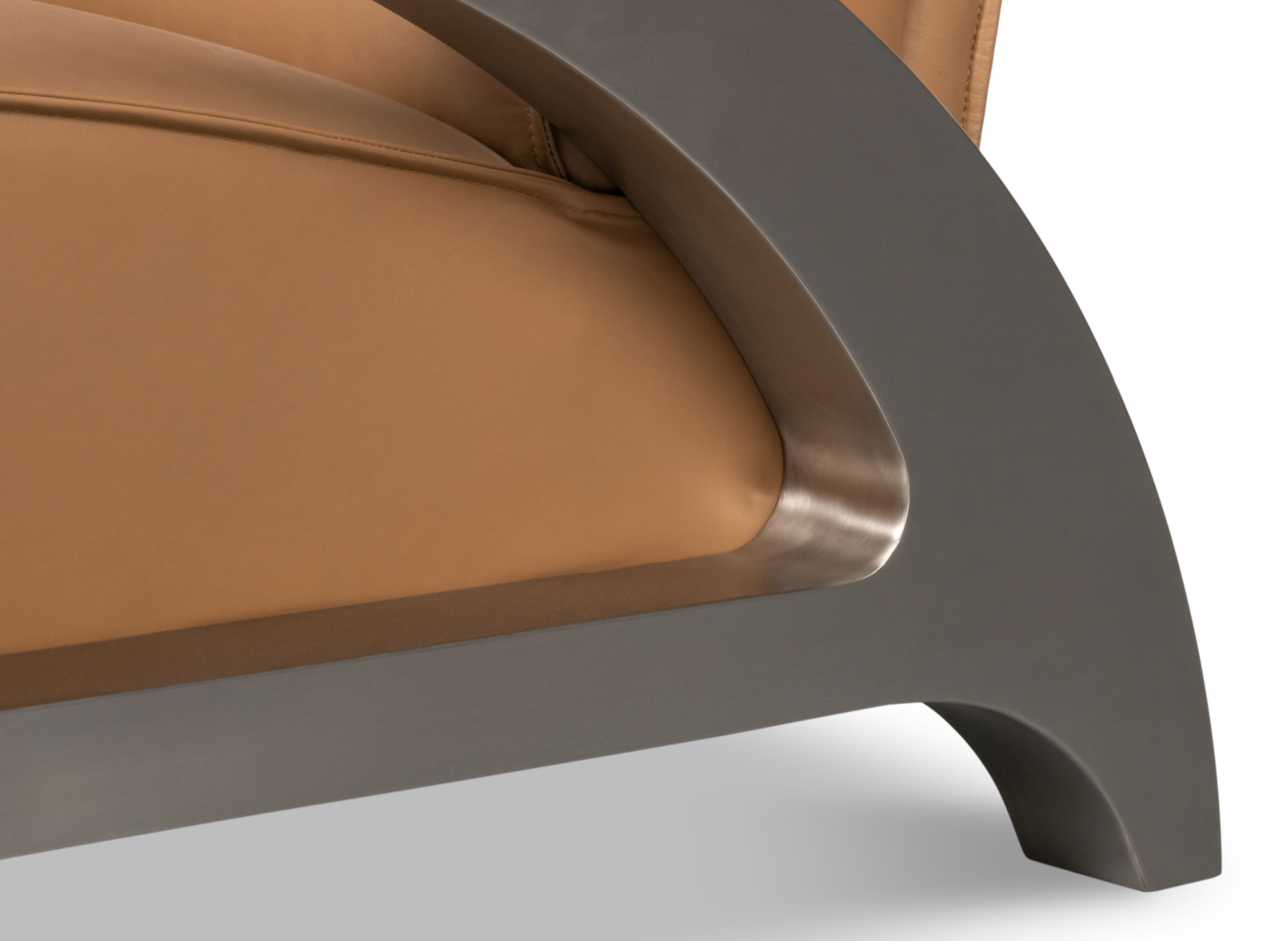 Carlisle Armchair, Caramel Brown Leather, Seating by Sarreid, 29" length x 37" width x 30" height View 6