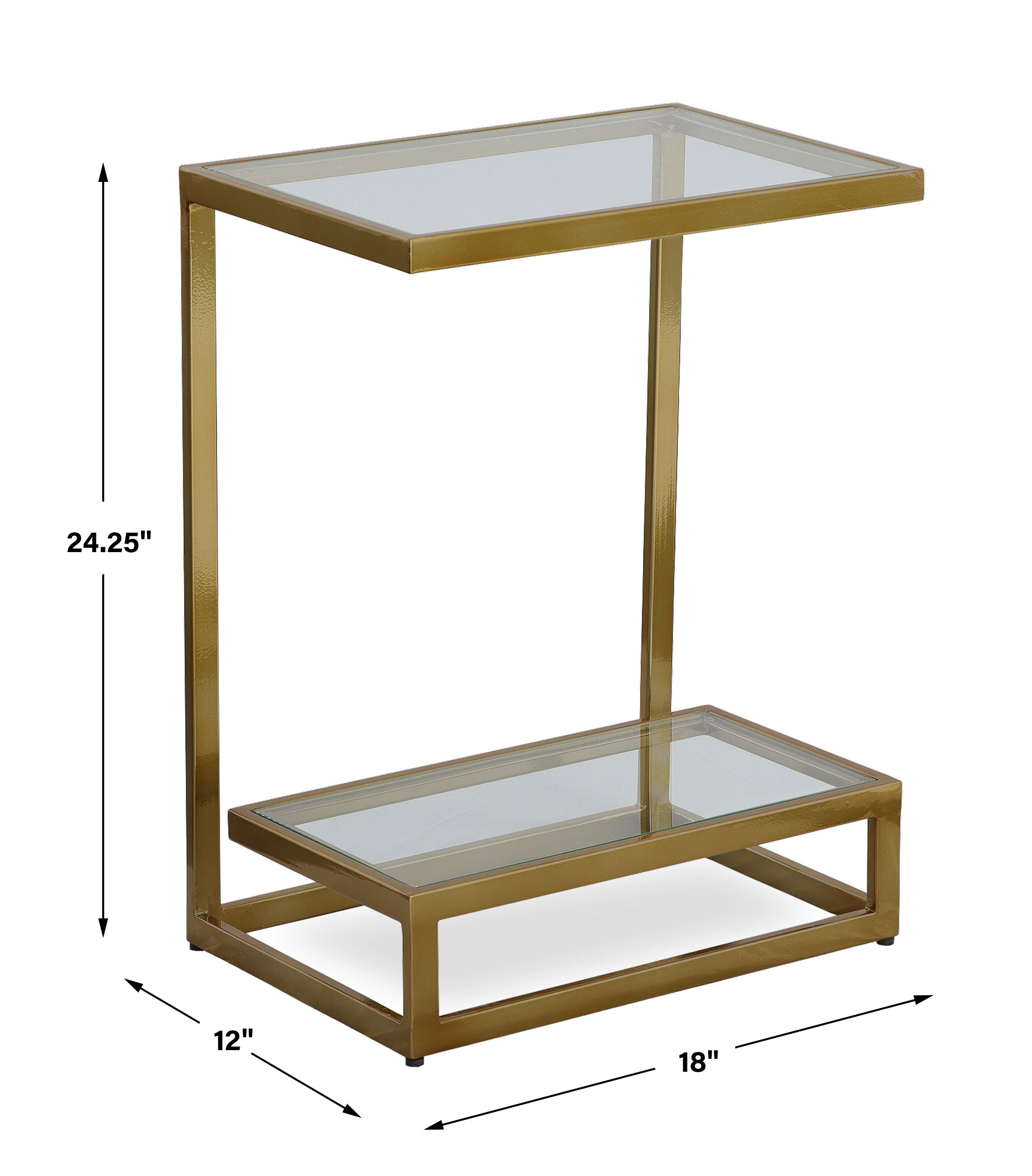 Musing Brushed Brass Accent Table, Furniture by Uttermost, 18" width x 24.25" height x 12" depth View 3