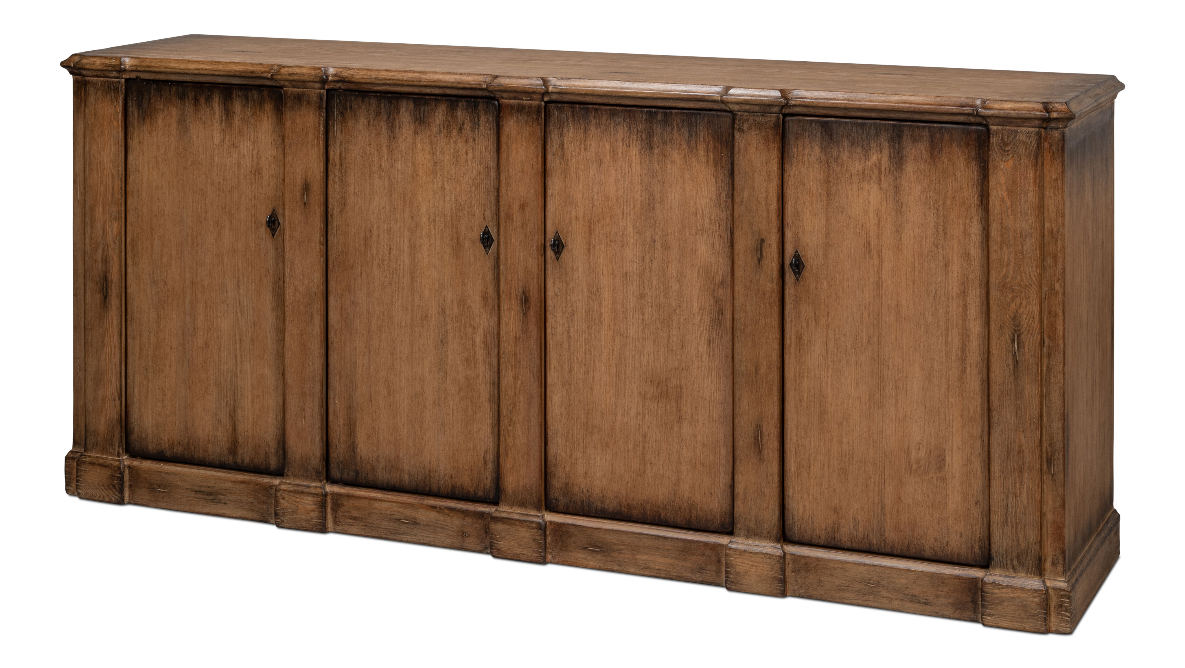 Villefranche Sideboard, Brown, Cabinets & Sideboard by Sarreid, 83" length x 19" width x 36" height View 1