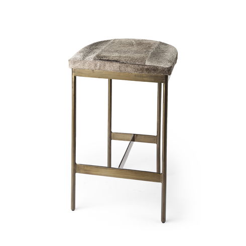 Millie 16.75 X 17.75 X 26.25 Hair-on-hide Seat with Gold Metal Frame Counter Stool
