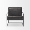 Stratton Gunmetal with Genuine Aged Black Leather Upholstered Accent Chair, by Mercana, 27.25" length x 36.5" width x 29.5" height thumbnail 5