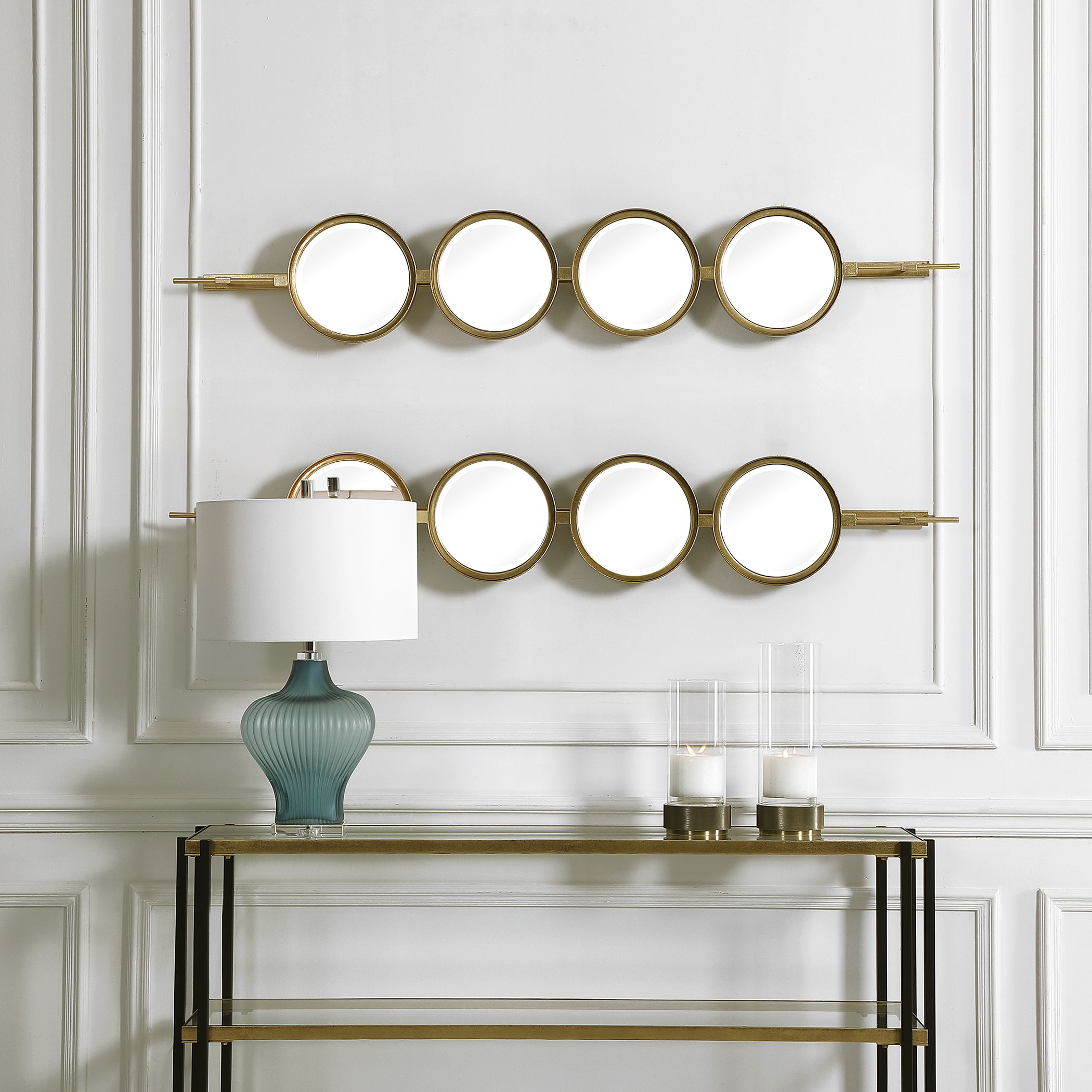 Button Gold Mirror, by Uttermost, 9.87" width x 59.87" height x 3.12" depth View 5