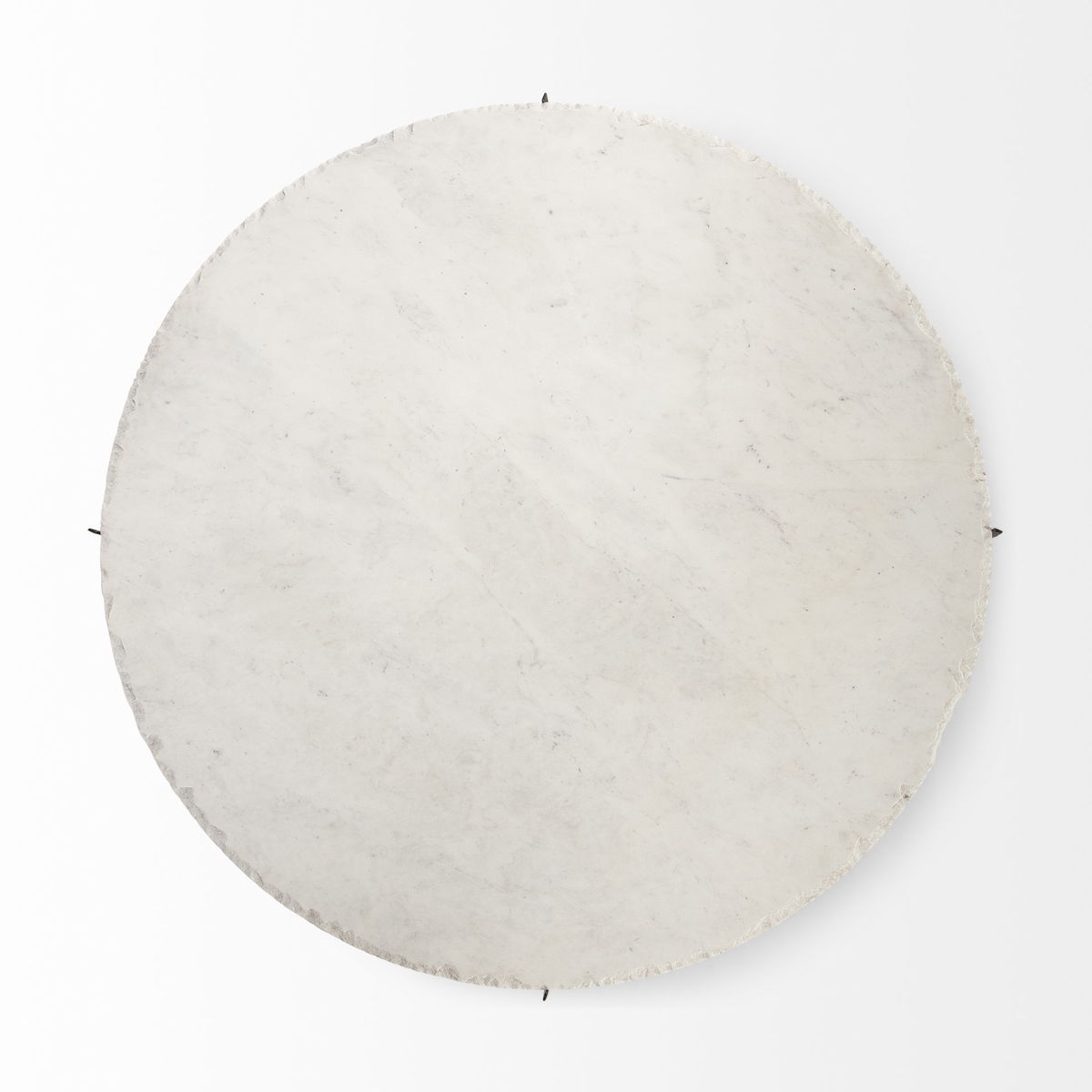 Reinhold 49' Round White Marble Top Gold Metal Base Coffee Table, by Mercana, 49" length x 49" width x 17" height View 11