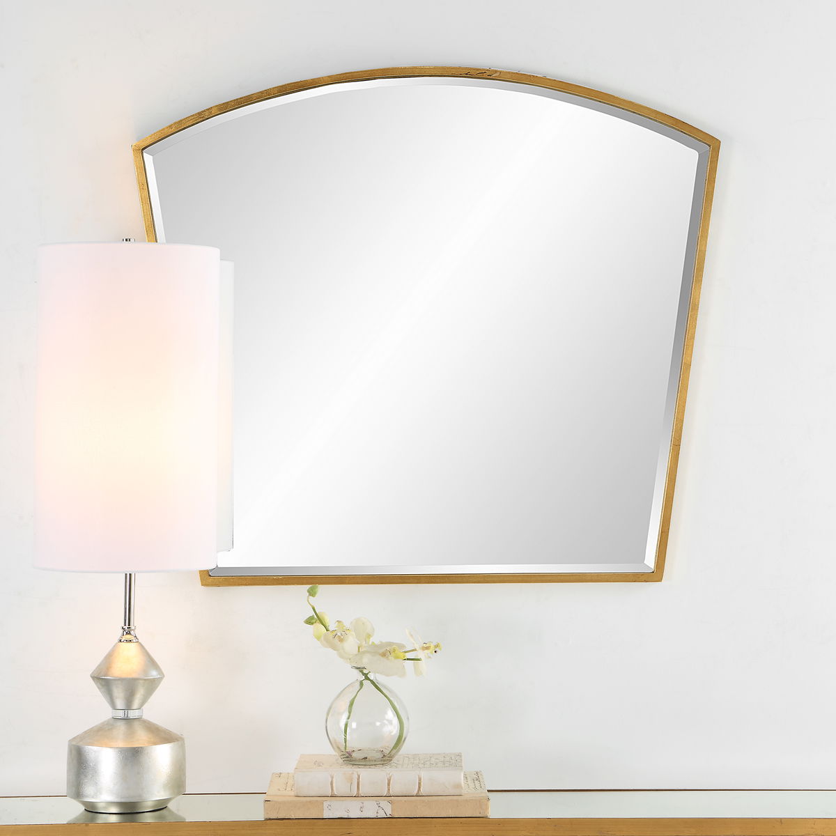 Boundary Gold Arch Mirror, by Uttermost, 36" width x 31.62" height x 1.12" depth View 2