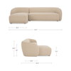 Faye Left Sectional Beige Boucle, Sectional Sofa by Moe's Home, 113.75" width x 29.5" height x 60.25" depth thumbnail 9