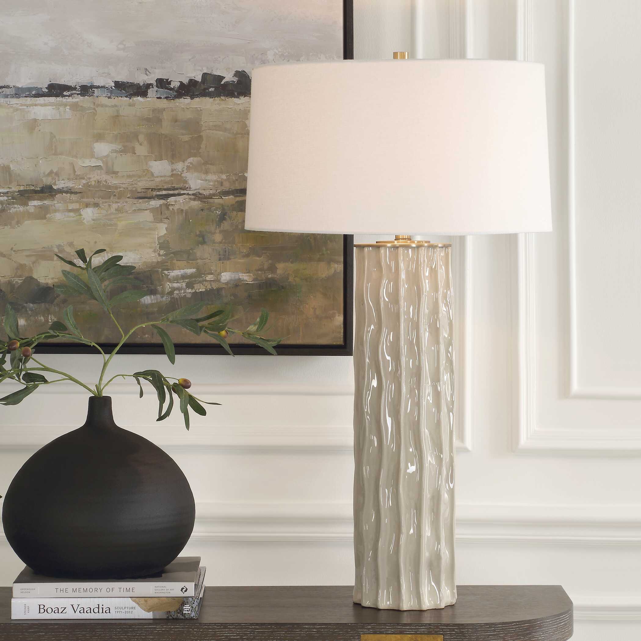 Parilli Taupe Gray Table Lamp, by Uttermost, 20" width x 35" height x 20" depth View 2